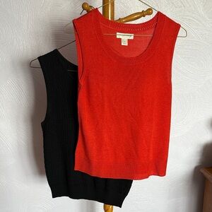 Sleeveless sweaters one black and one orange
